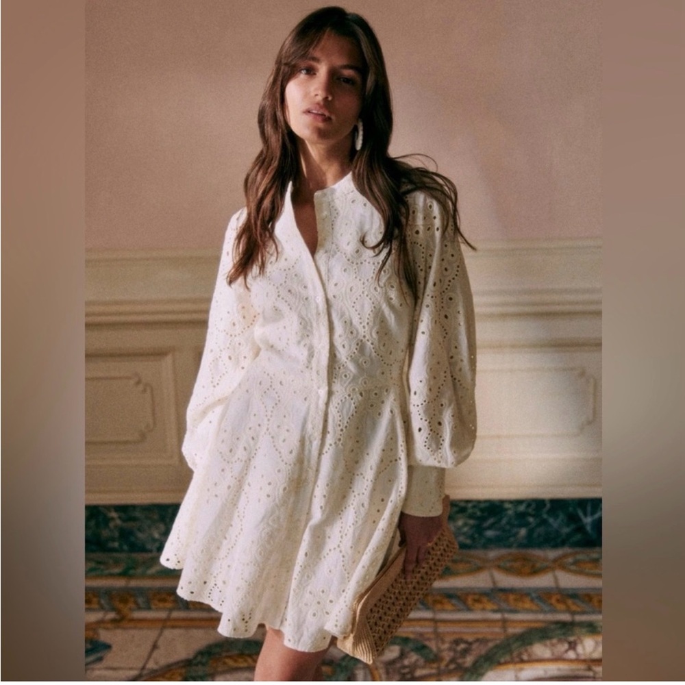 Sézane Caprice White Eyelet Dress